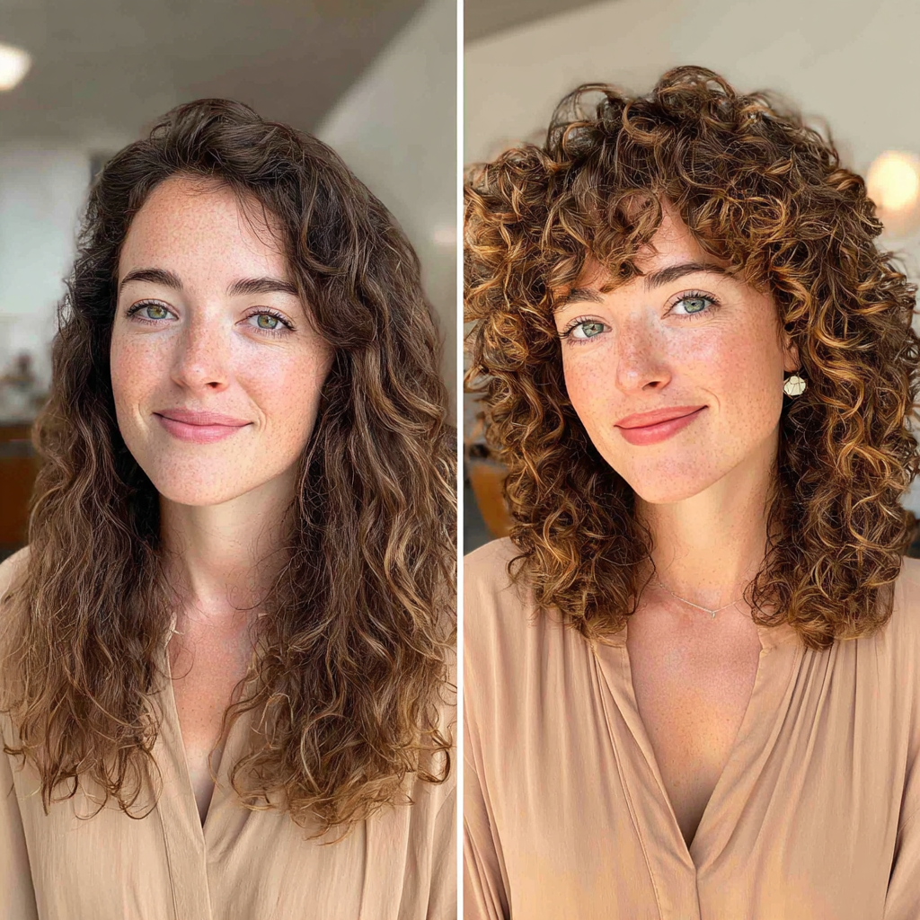 Dynamic Mid-Length Curly Cut with Defined Curls