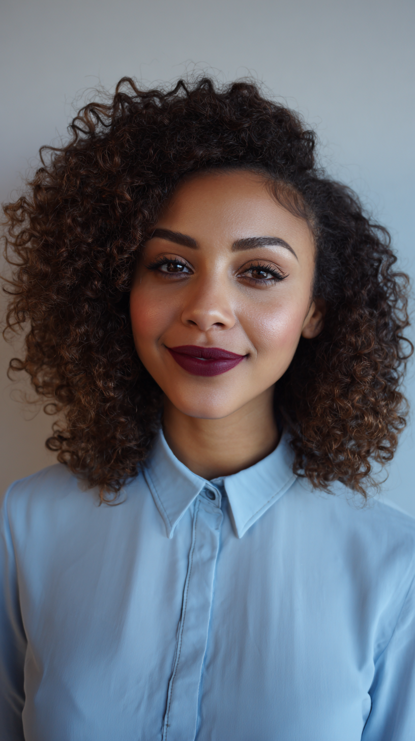 Dynamic Mid-Length Curly Cut with Defined Shape