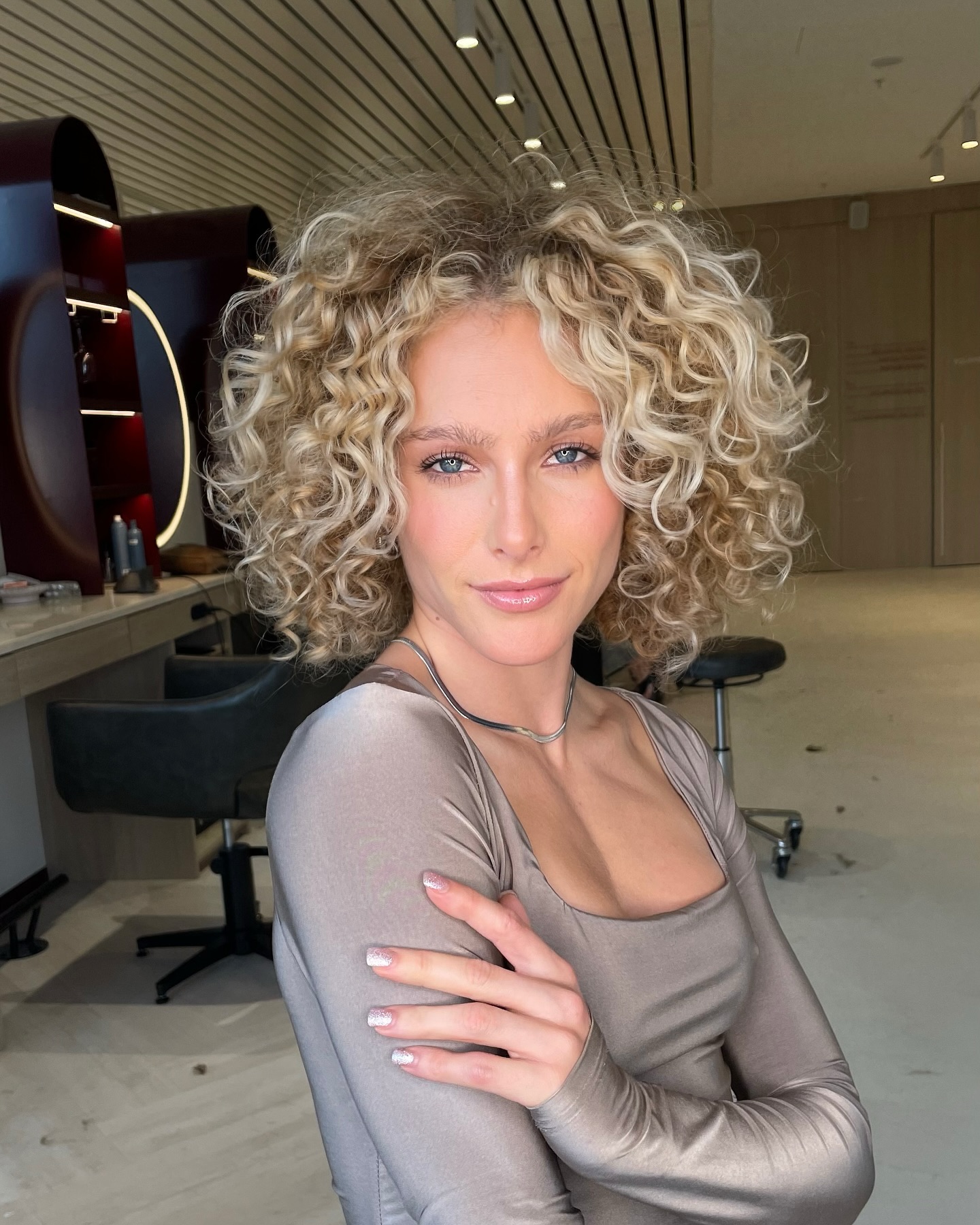 Luminous Platinum Corkscrew Curls