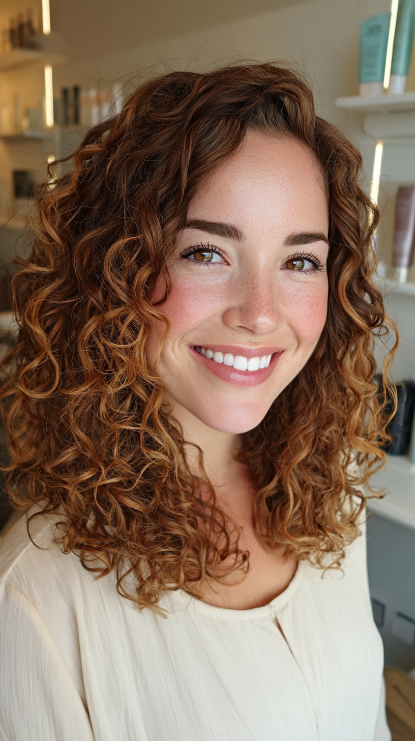 Radiant Mid-Length Curly Cut with Defined Texture