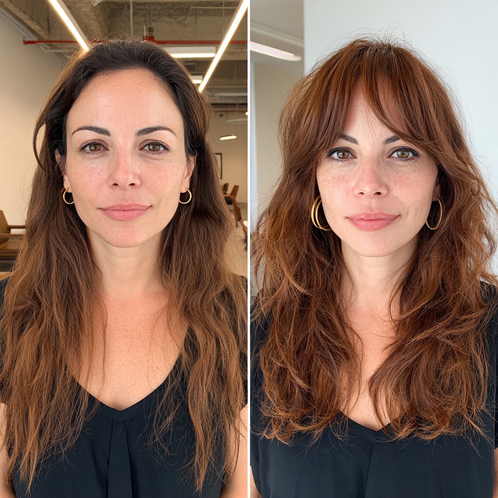 Refined Auburn Waves with Soft Bangs