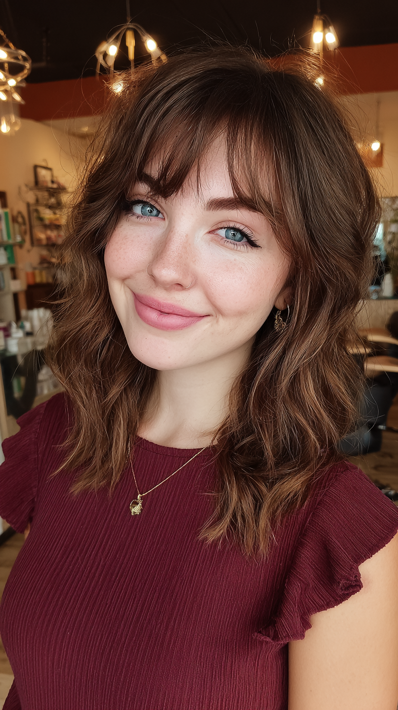 Softly Textured Wavy Wolf Cut with Subtle Face-Framing Layers