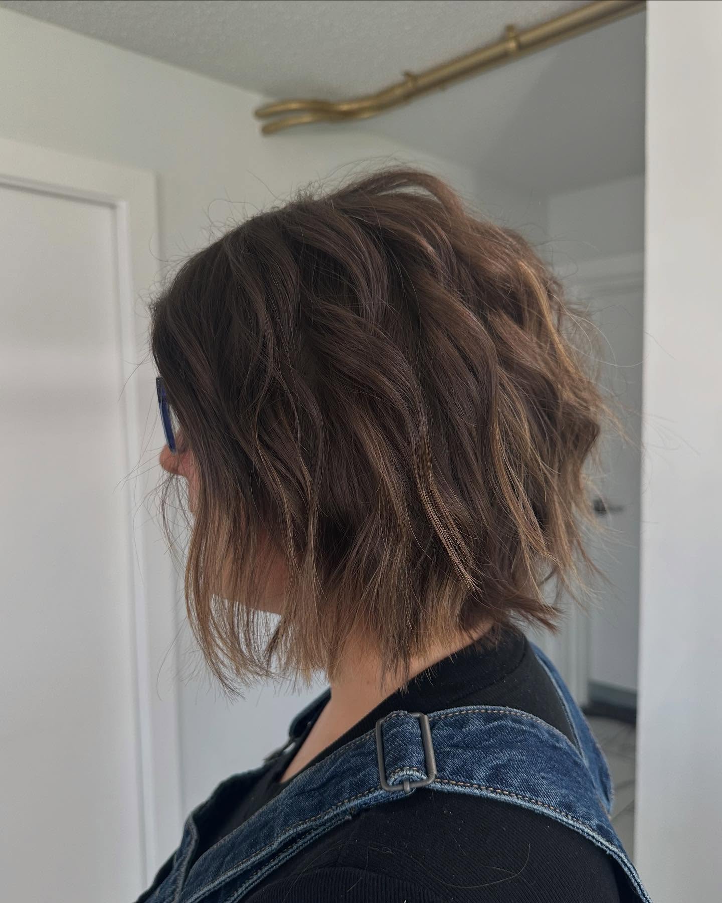 Textured Chestnut Bob with Subtle Waves
