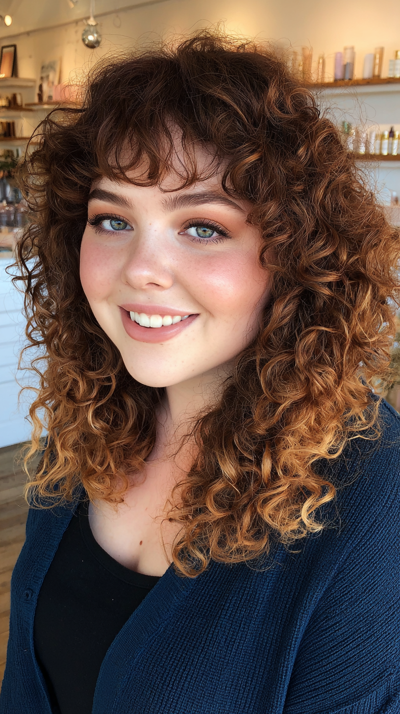 Textured Curly Mid-Length Cut with Defined Layers