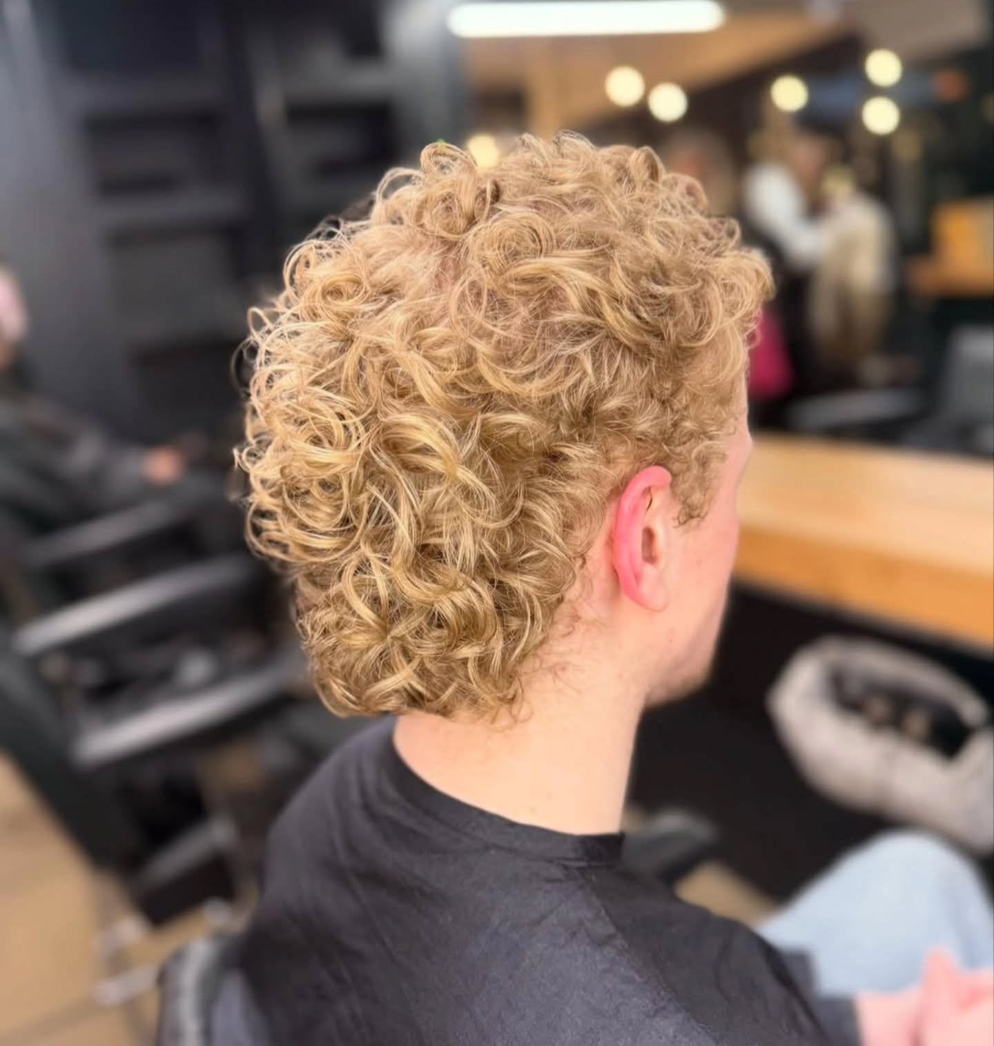 Textured Golden Blonde Curly Top with Undercut