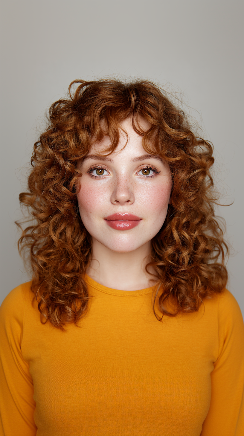 Vibrant Mid-Length Curly Cut with Face-Framing Layers
