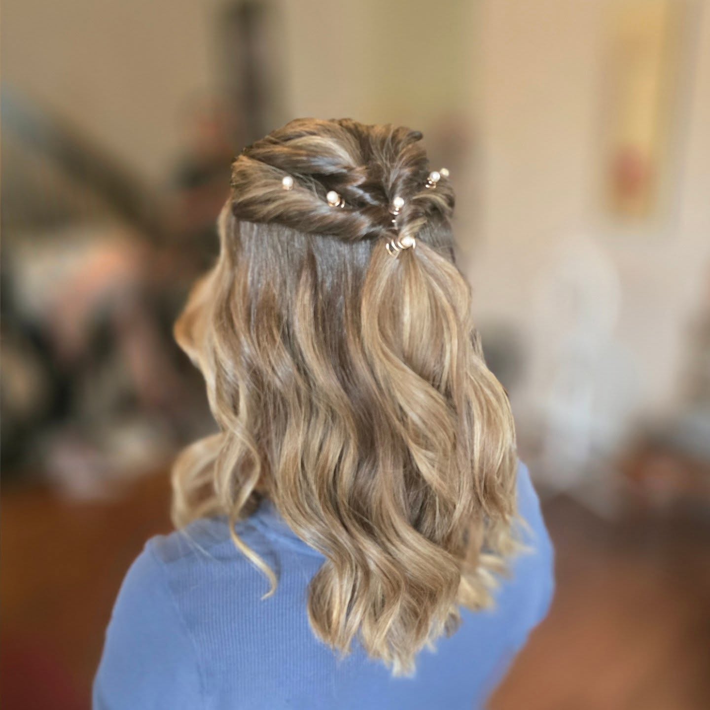 Whimsical Twisted Half-Up with Pearl Accents