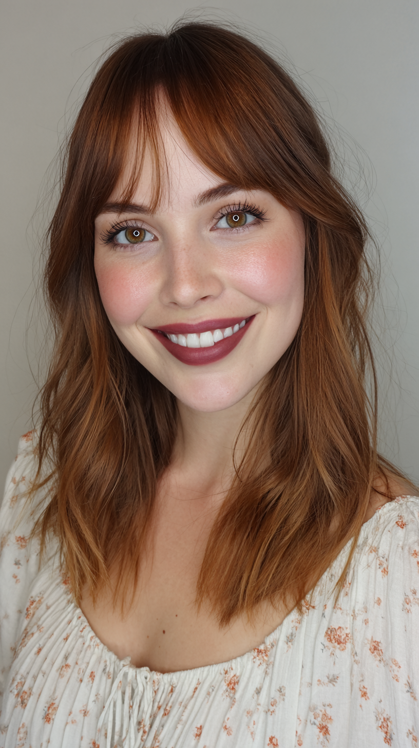 Perde Perçemli Şık Katlı Orta Boy Saç