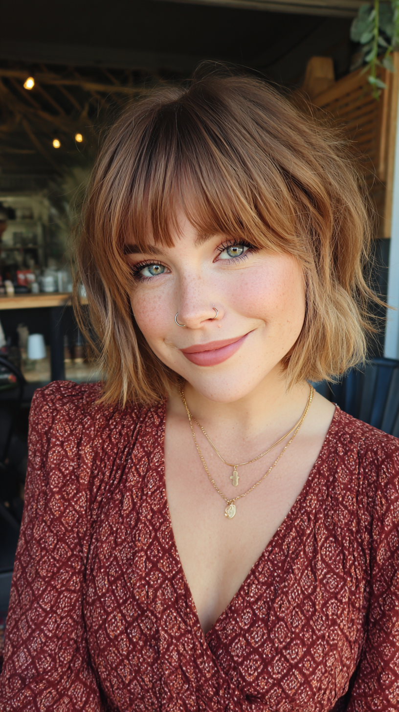 Chic Tousled Wolf Cut with Blunt Bangs