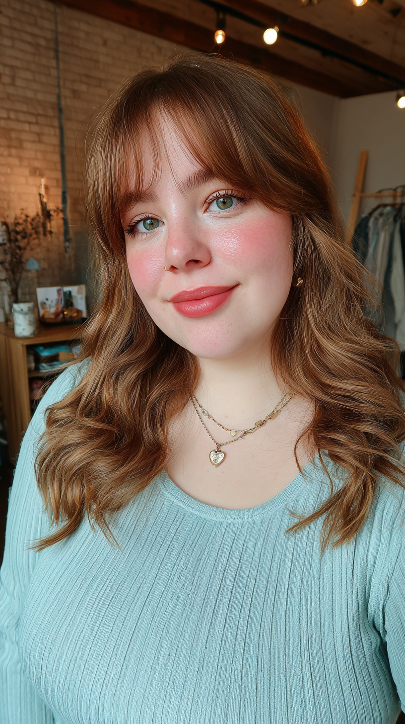 Yumuşak Perde Ön Perçemli Şık Dalgalı Orta Boy Saç