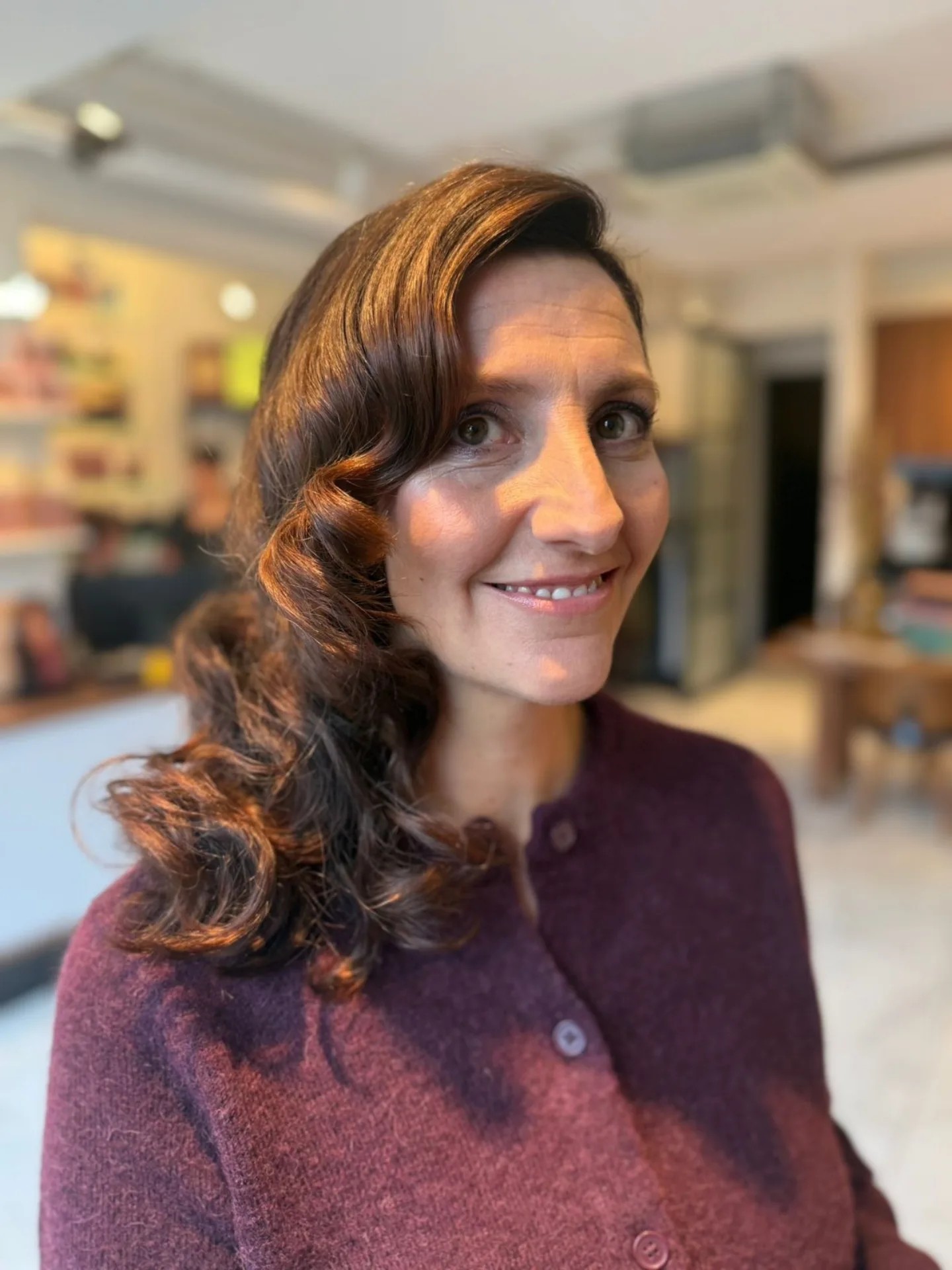 Classic Chestnut Curls with Soft Volume