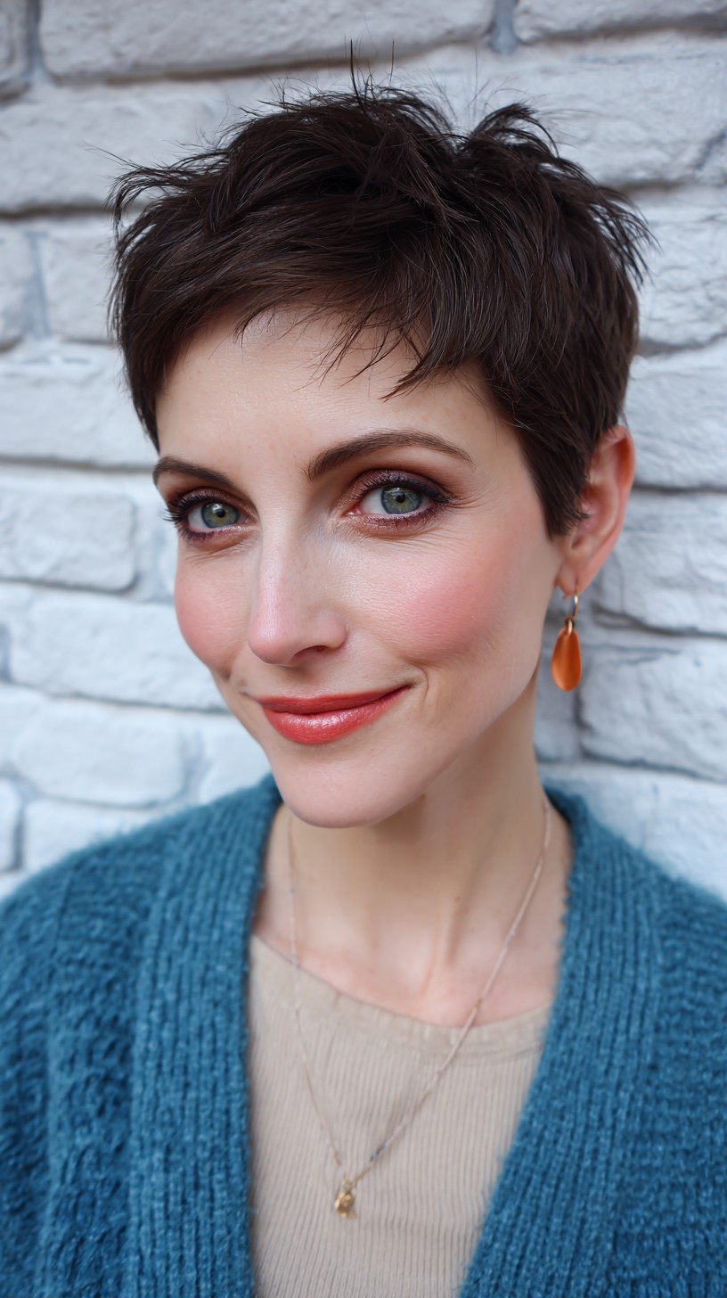 Effortlessly Stylish Uneven Dark Pixie