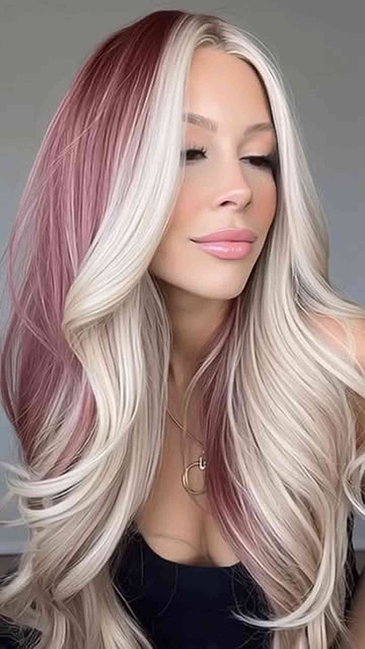 Glamorous Pink and Platinum Blonde Waves