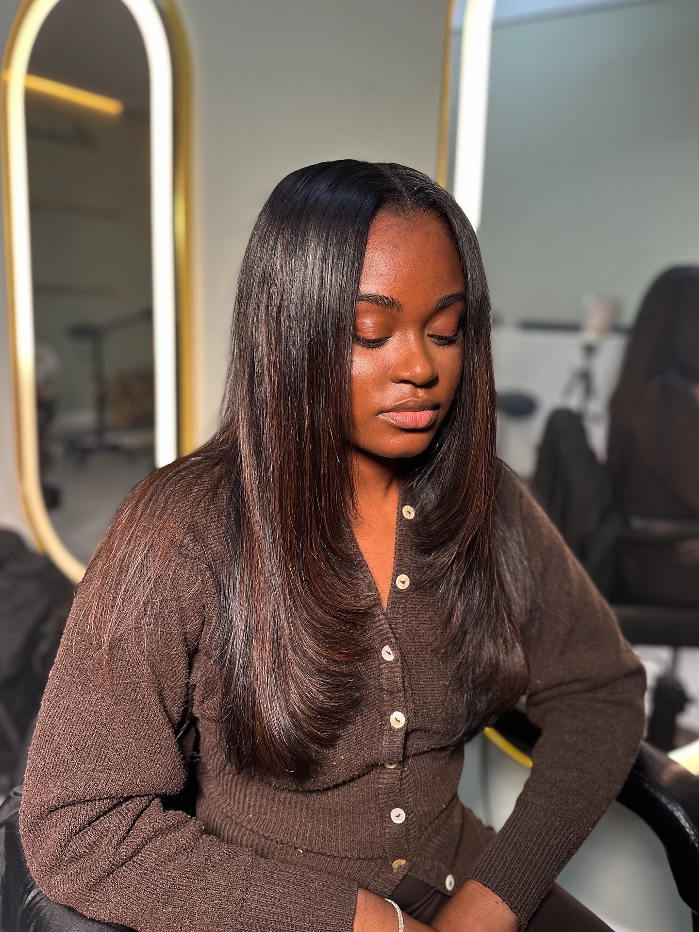 Glossy Chocolate Silk Shoulder-Length