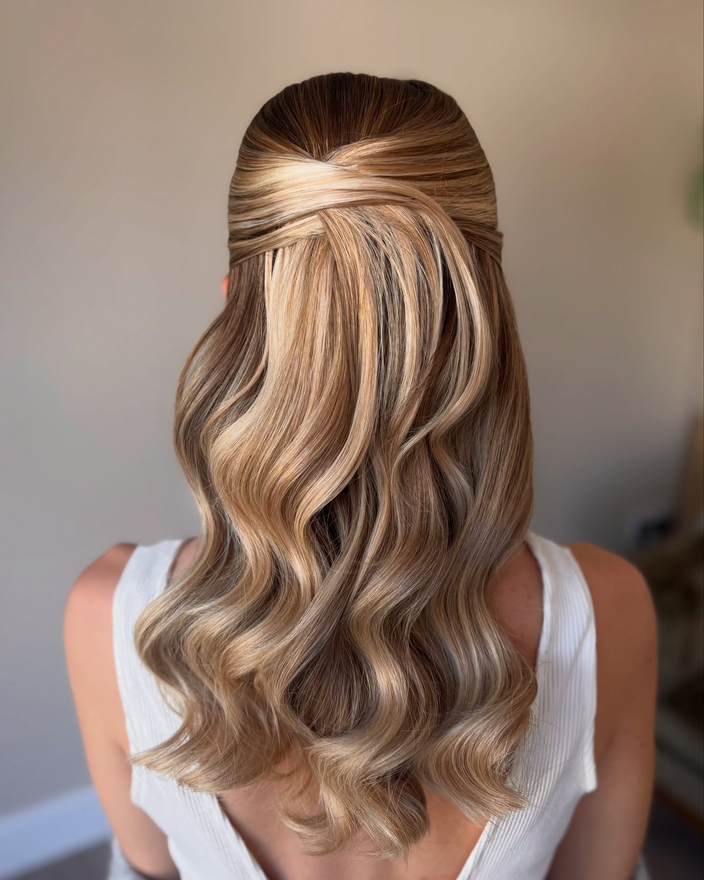 Half-Up Twisted Crown with Cascading Curls