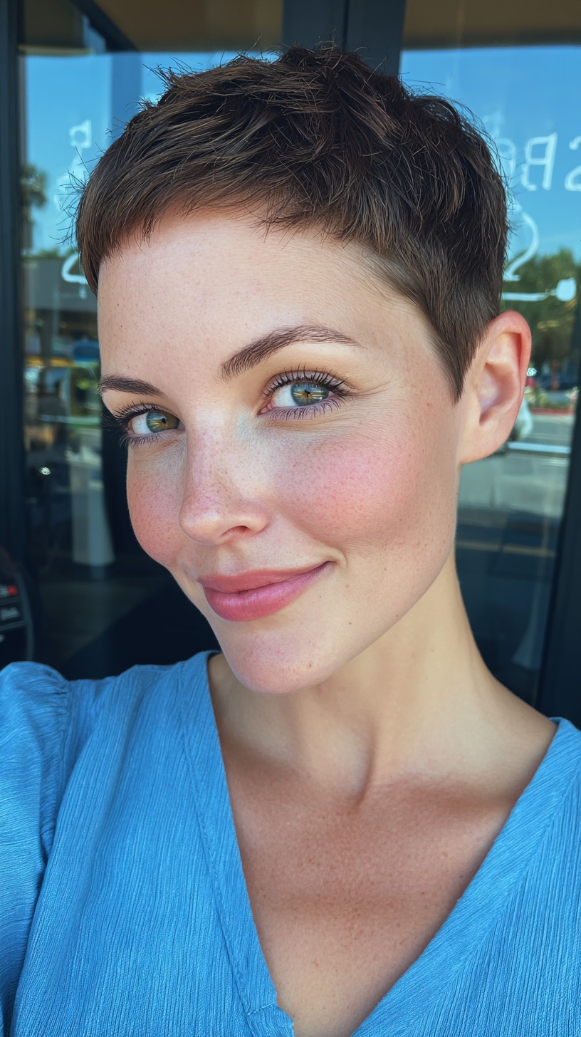 Polished Auburn Pixie with Tapered Sides