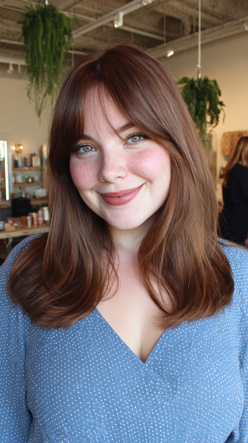 Yumuşak Perde Patlamalı Parlak Bakır Katmanlı Saç Kesimi