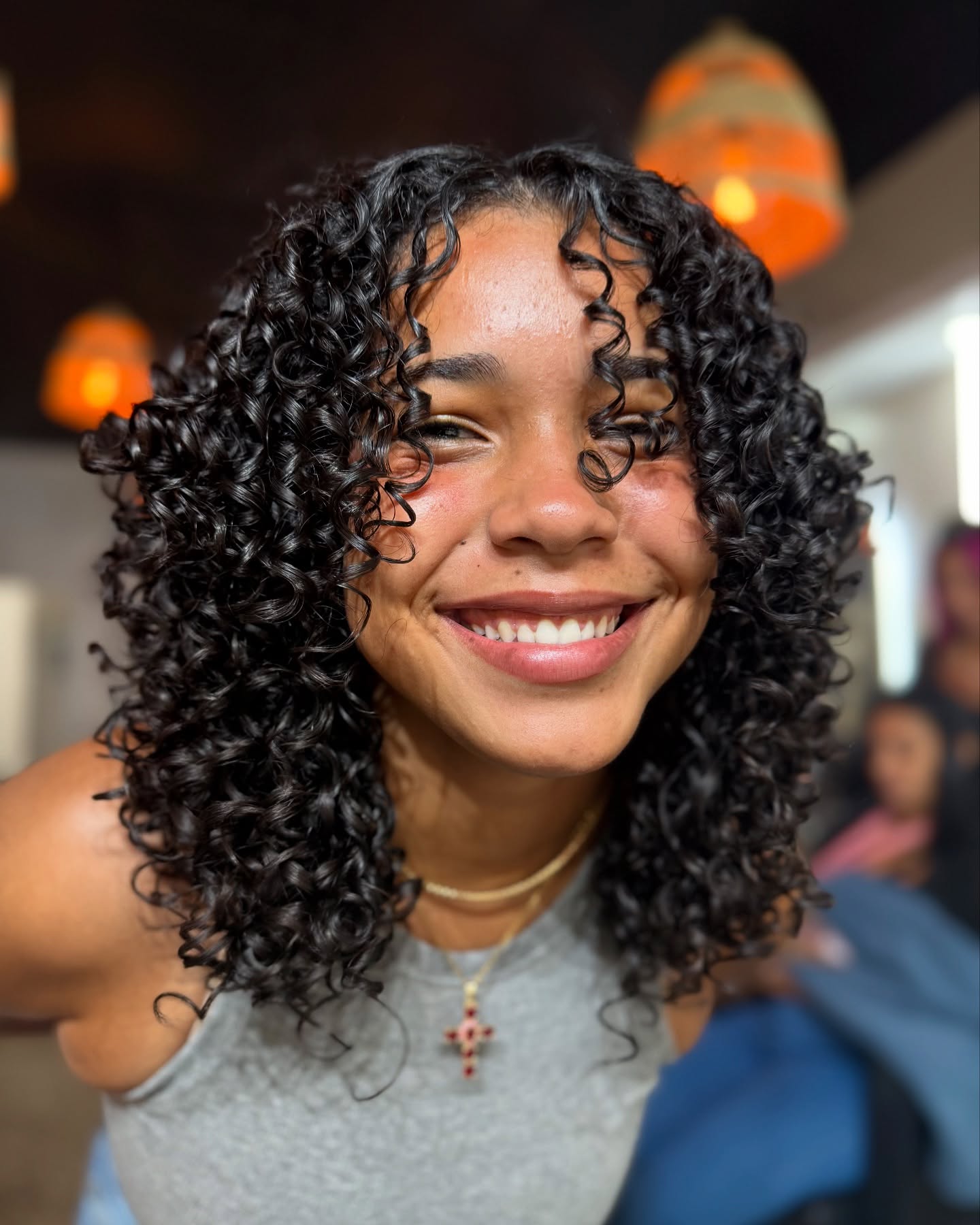 Rich Dark Curly Cascade with Natural Volume