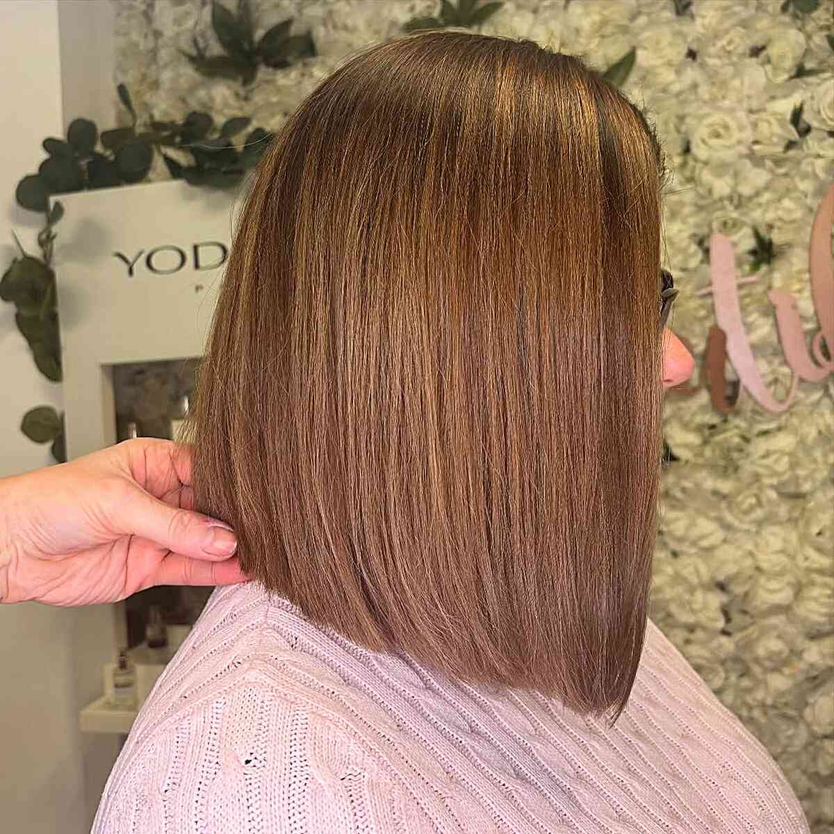 Sleek Light Brunette Blunt Bob