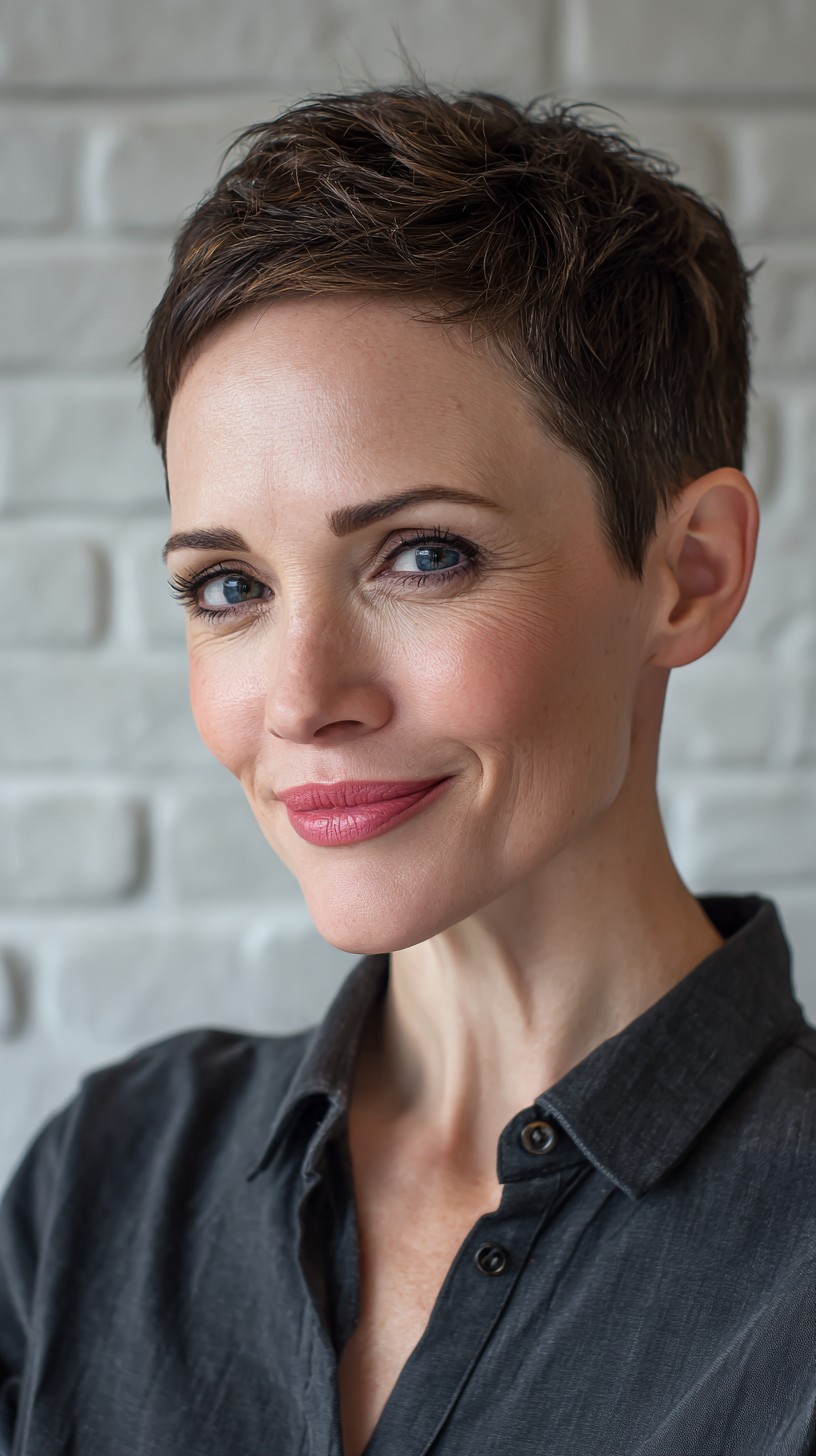 Sleek Sable Textured Pixie with a Twist