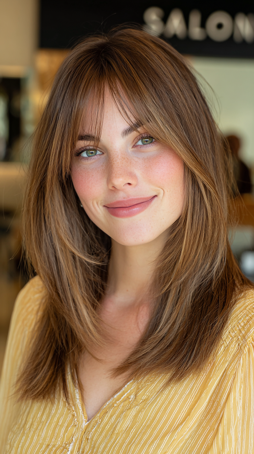 Yüzü Çerçeveleyen Perde Perçemli Yumuşak Katmanlı Orta Boy Kesim