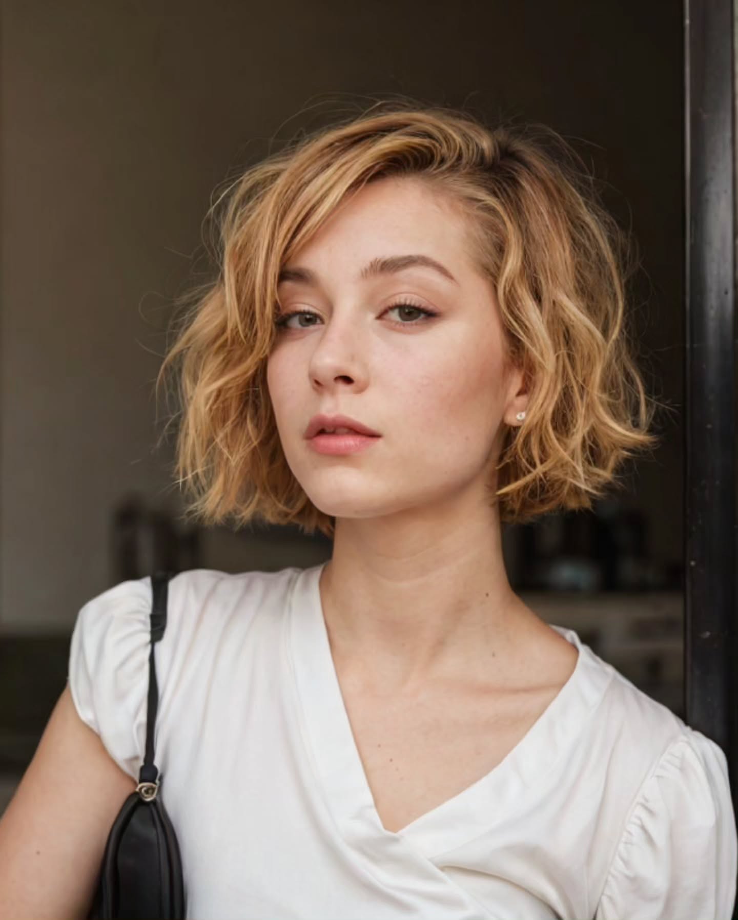 Soft Tousled Bob with Sunkissed Highlights