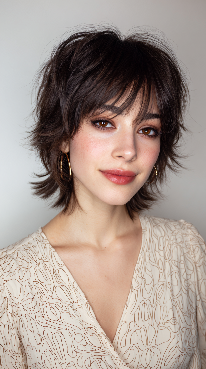 Stylish Textured Wolf Cut with Soft Bangs