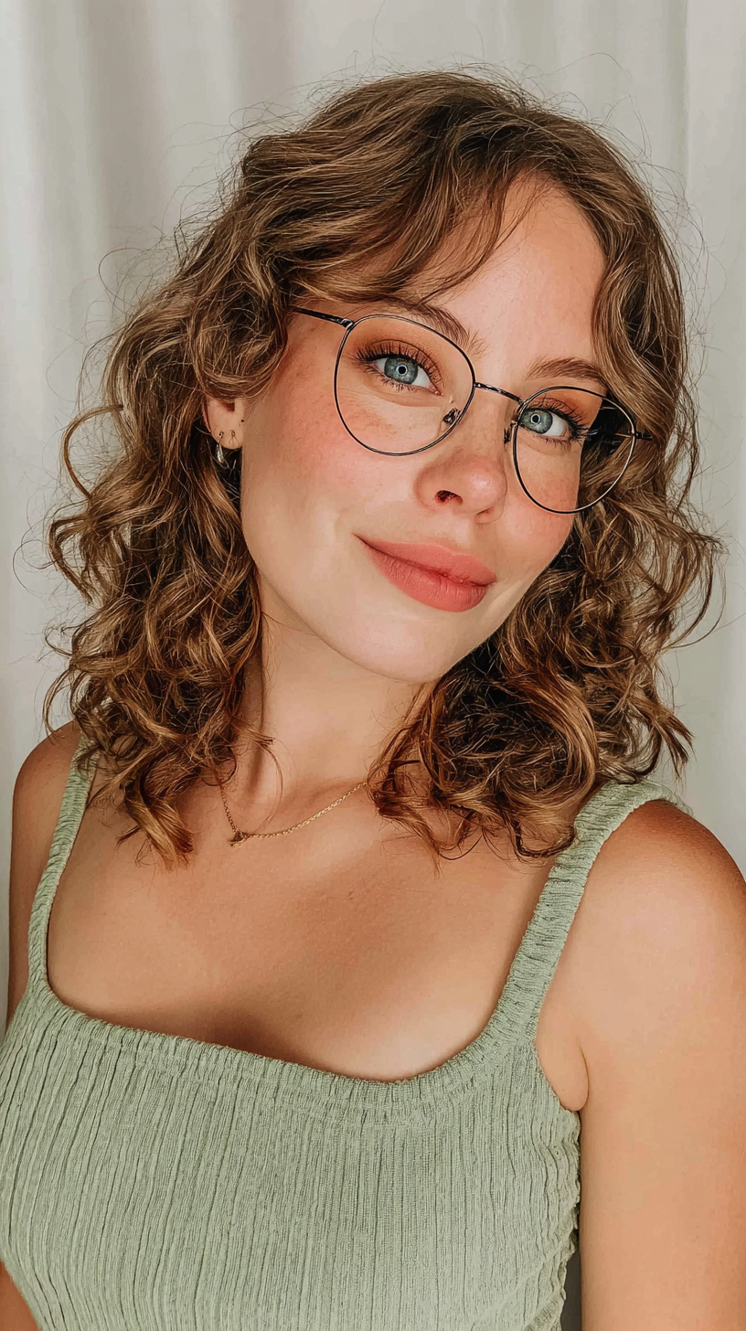 Yumuşak Perde Ön Perçemli Dokulu Kıvırcık Orta Uzunlukta Saç