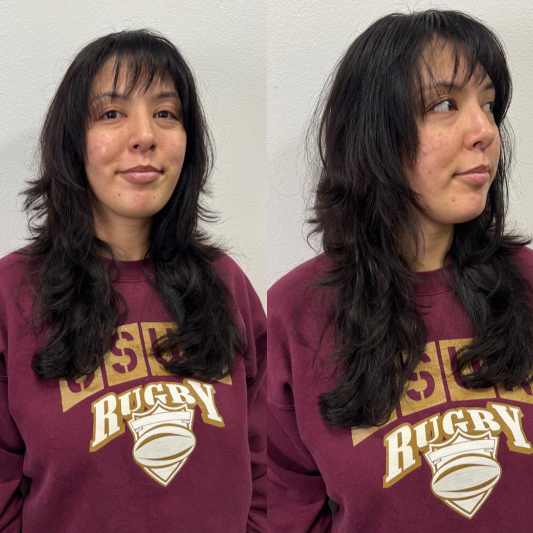 Textured Wispy Bangs with Long Layered Length for Thin Hair