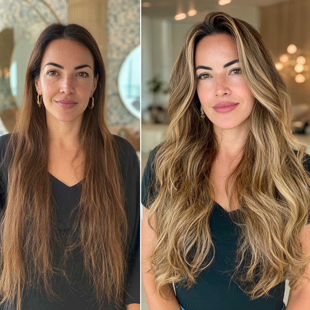 Transformative Golden Blonde Waves with Lush Volume