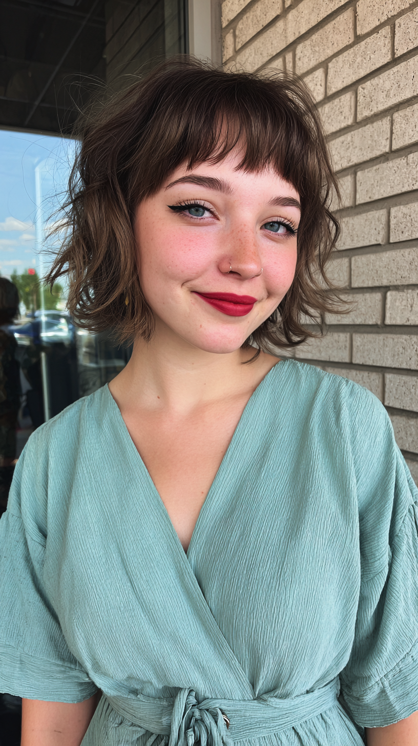 Trendy Textured Wolf Cut with Wispy Bangs