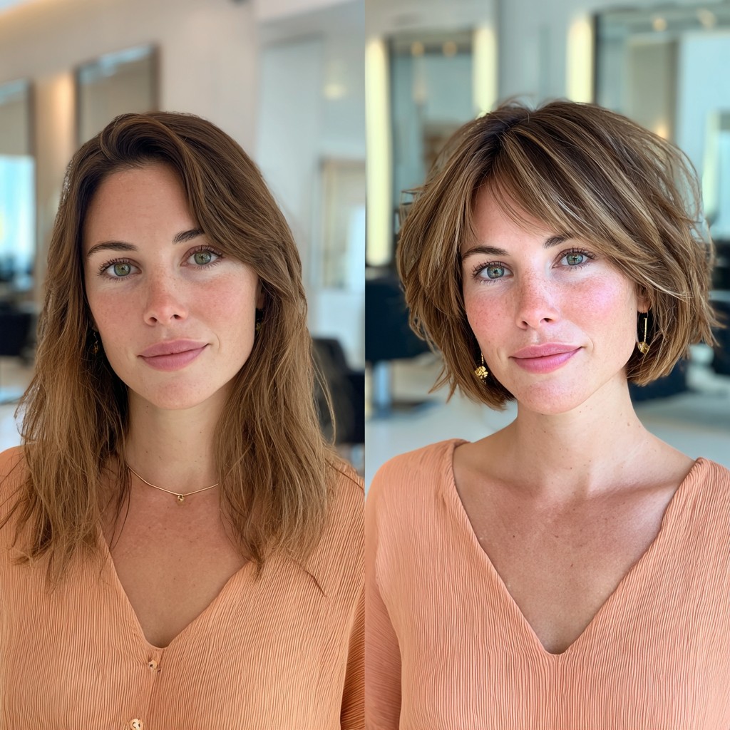 Brunette Shaggy Bob With Soft Feathered Layers