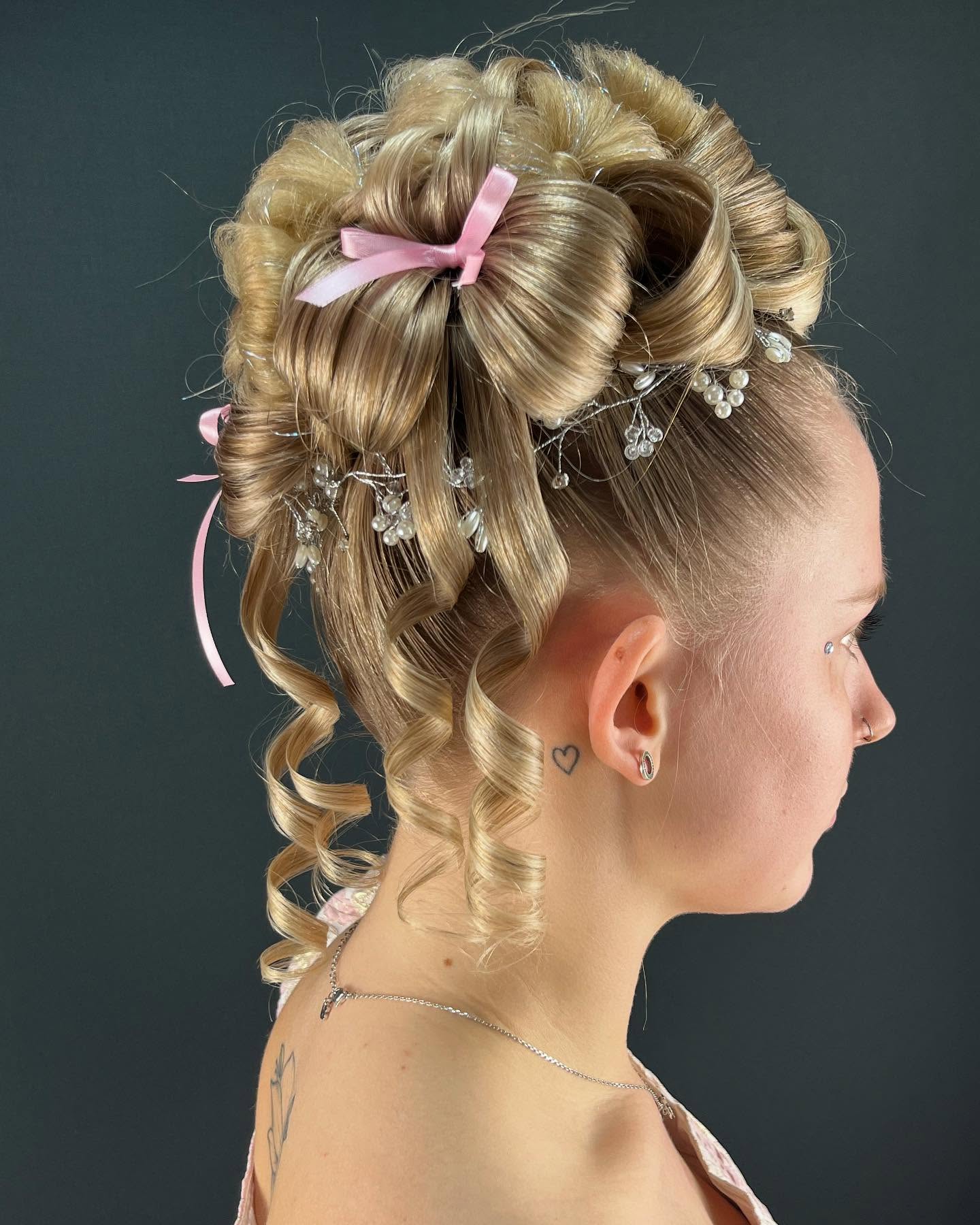 Cascading Ribbon-Curled Regency Updo with Crystal Accents