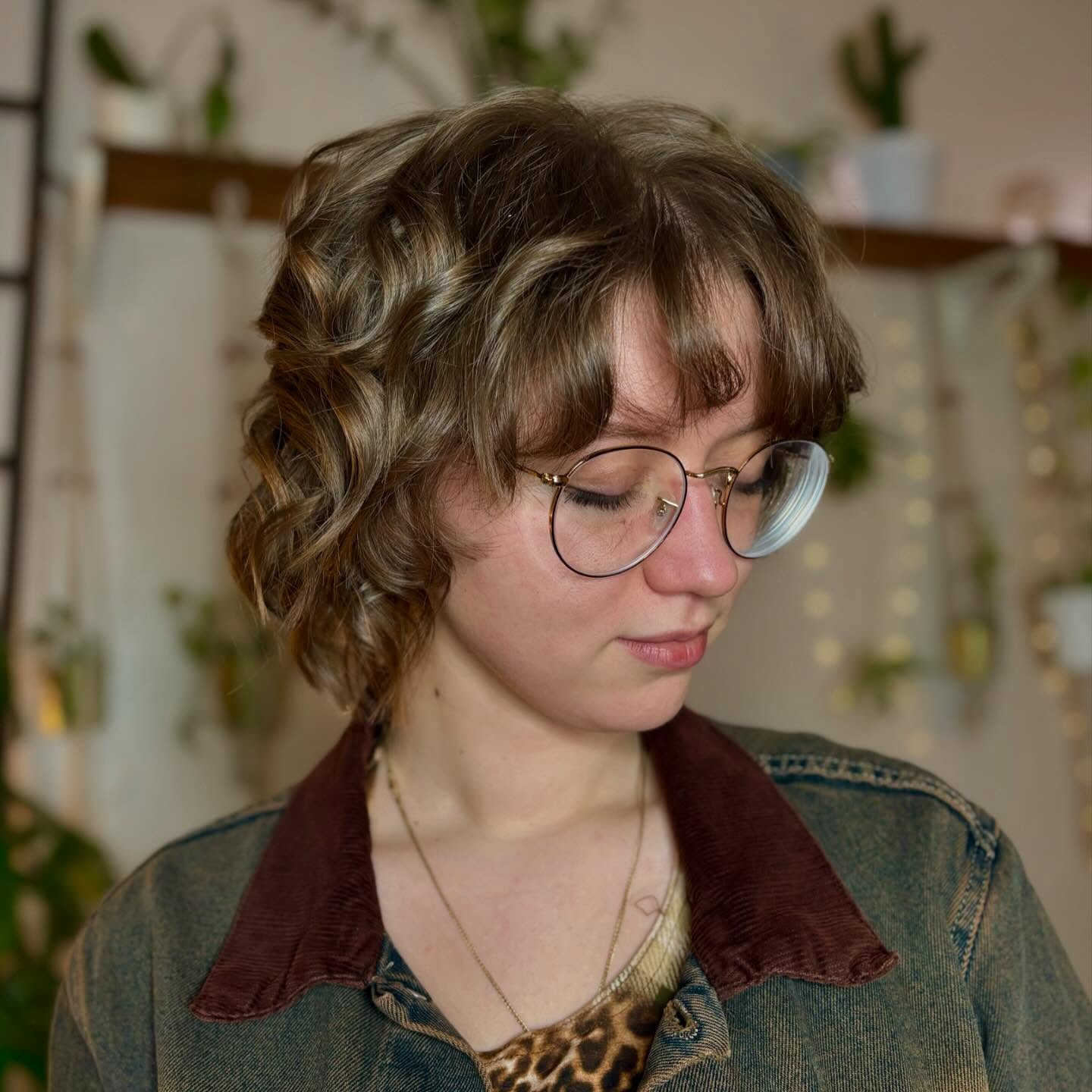 Chic Curly Bob with Soft Bangs