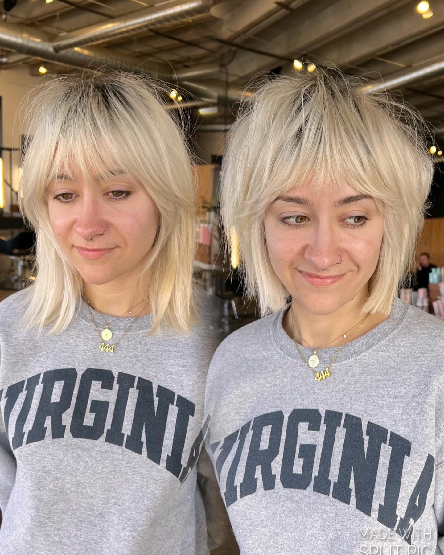 Choppy Textured Lob with Soft Blonde Highlights