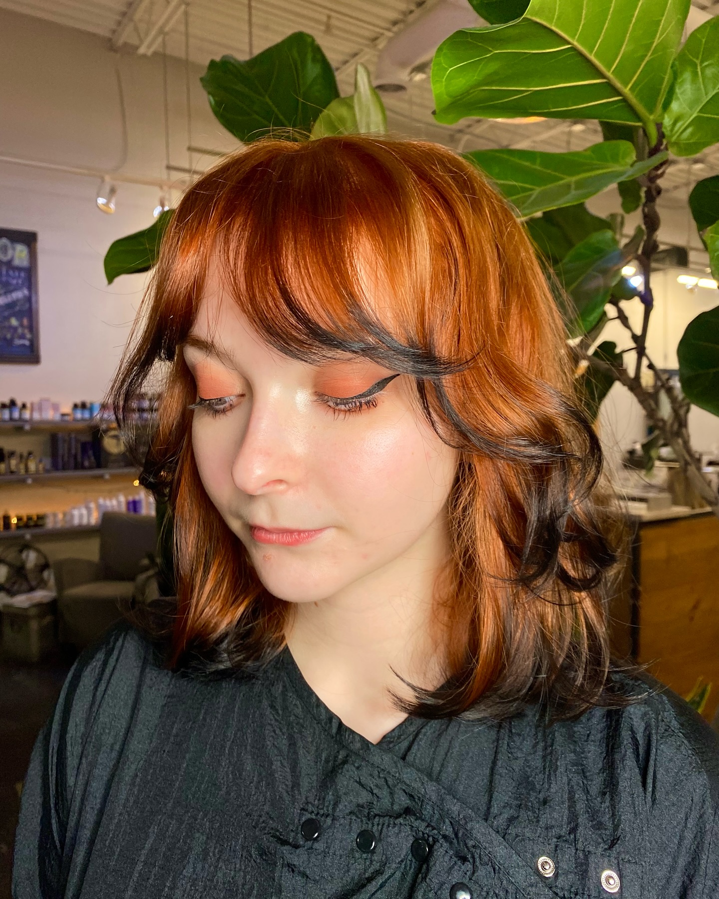 Coppery Curls with Soft Fringe