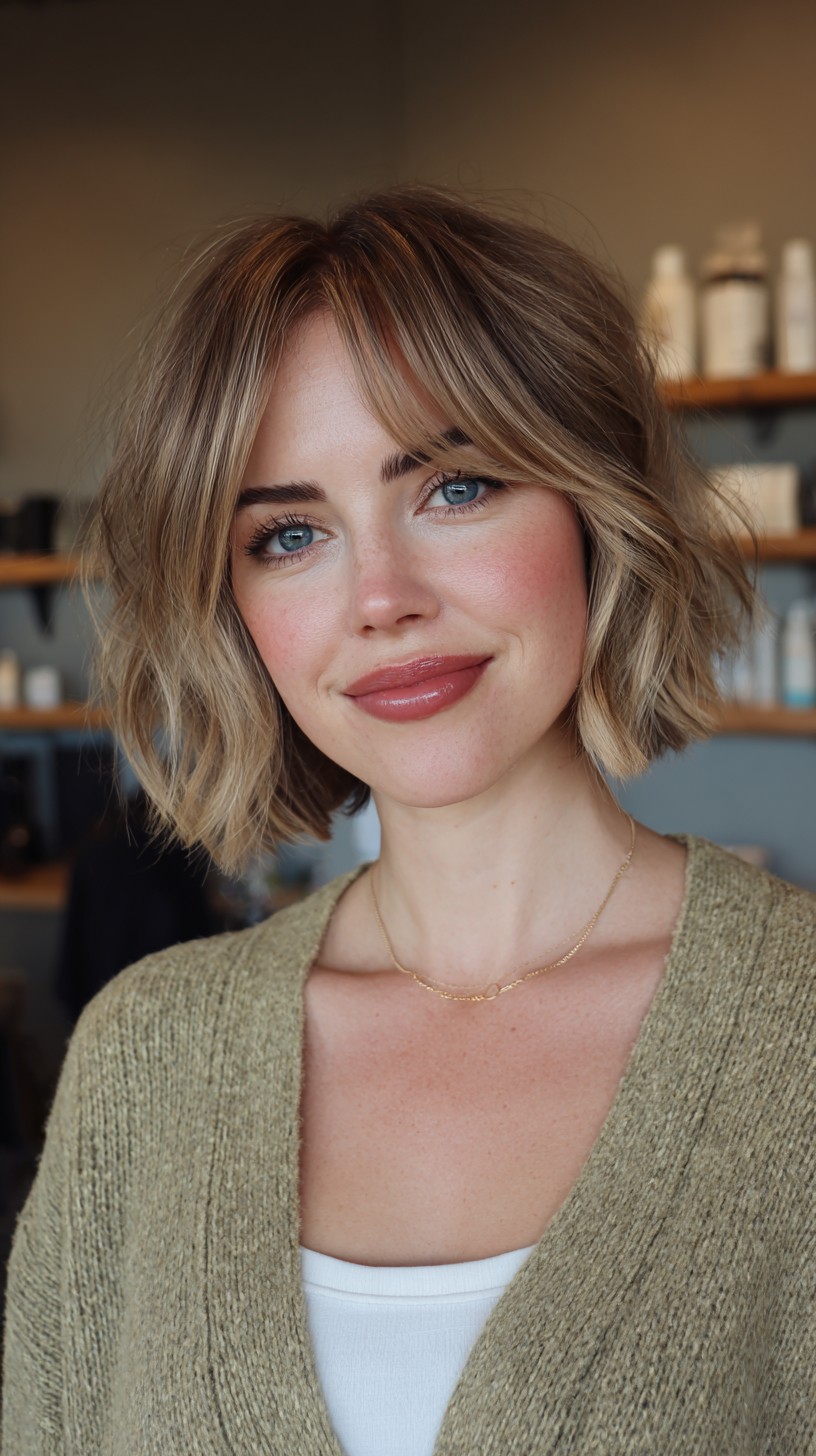Dynamic Blonde Textured Bob with Soft Waves