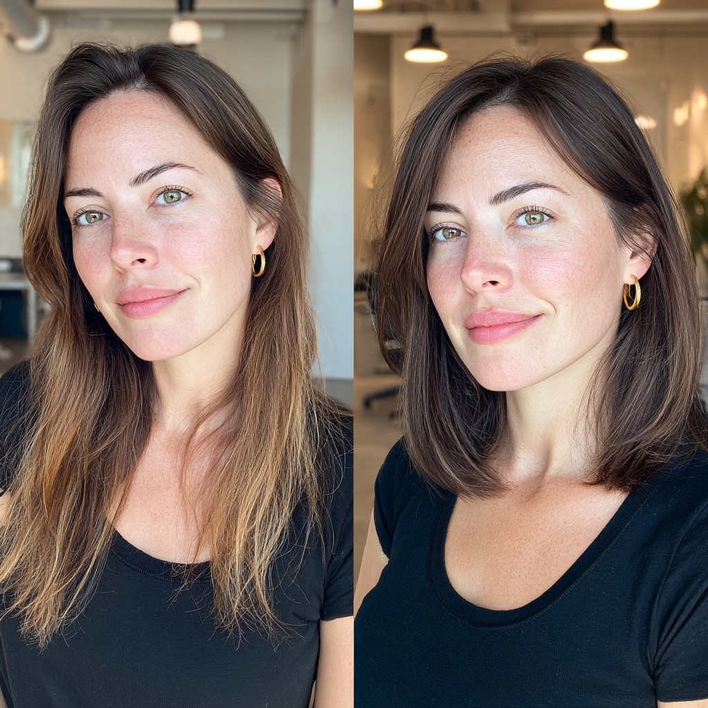 Effortless Soft Brunette Lob with Natural Highlights