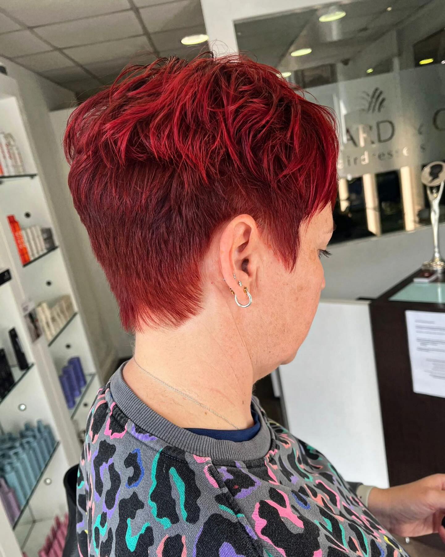 Electric Red Textured Pixie with Razor-Cut Finish