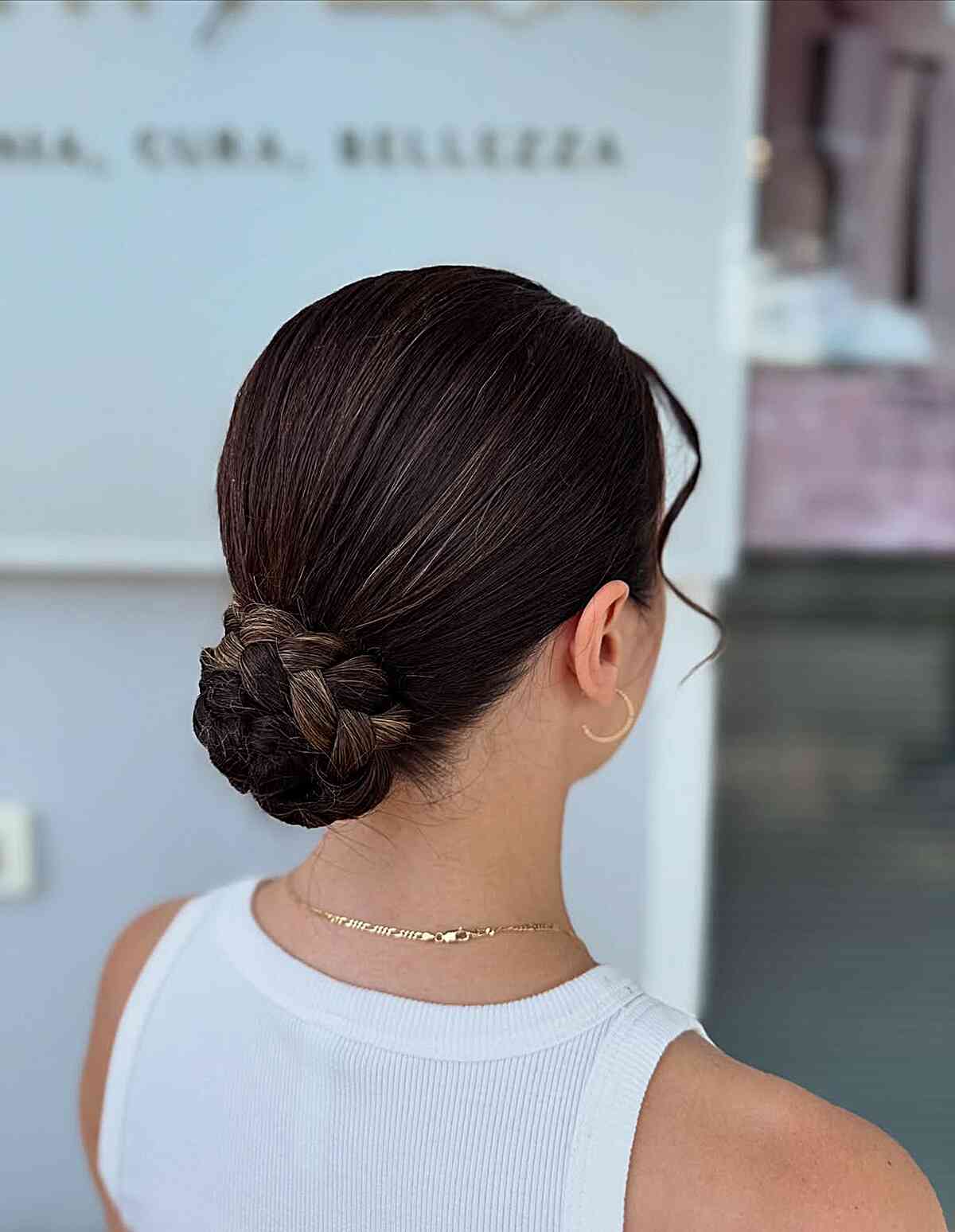 Elegant Braided Chignon with Soft Tendrils