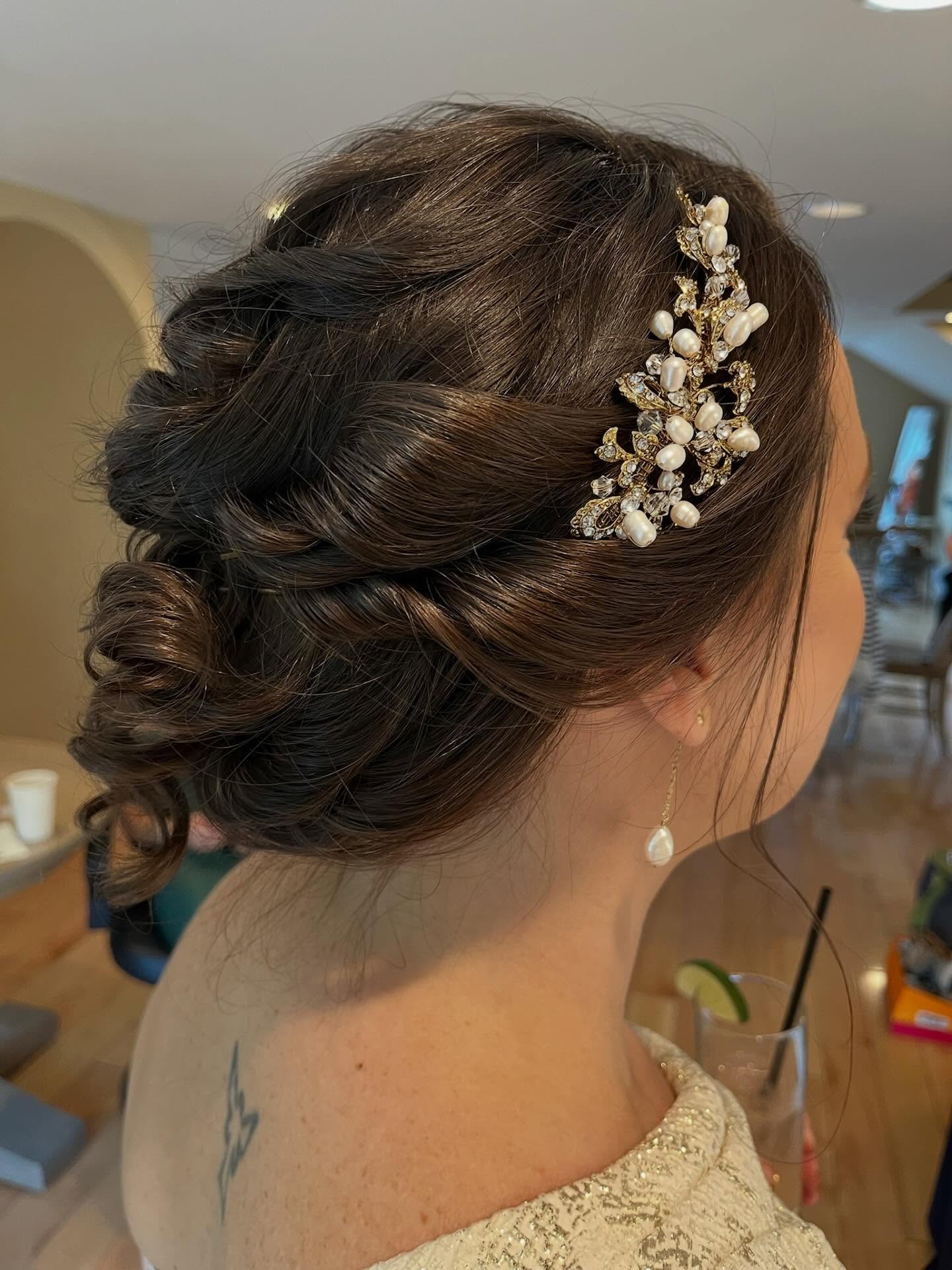 Elegant Twisted Updo with Bejeweled Accents