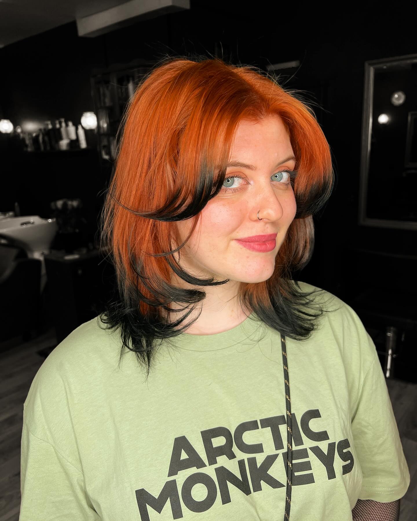 Fiery Orange Bob with Black Accents