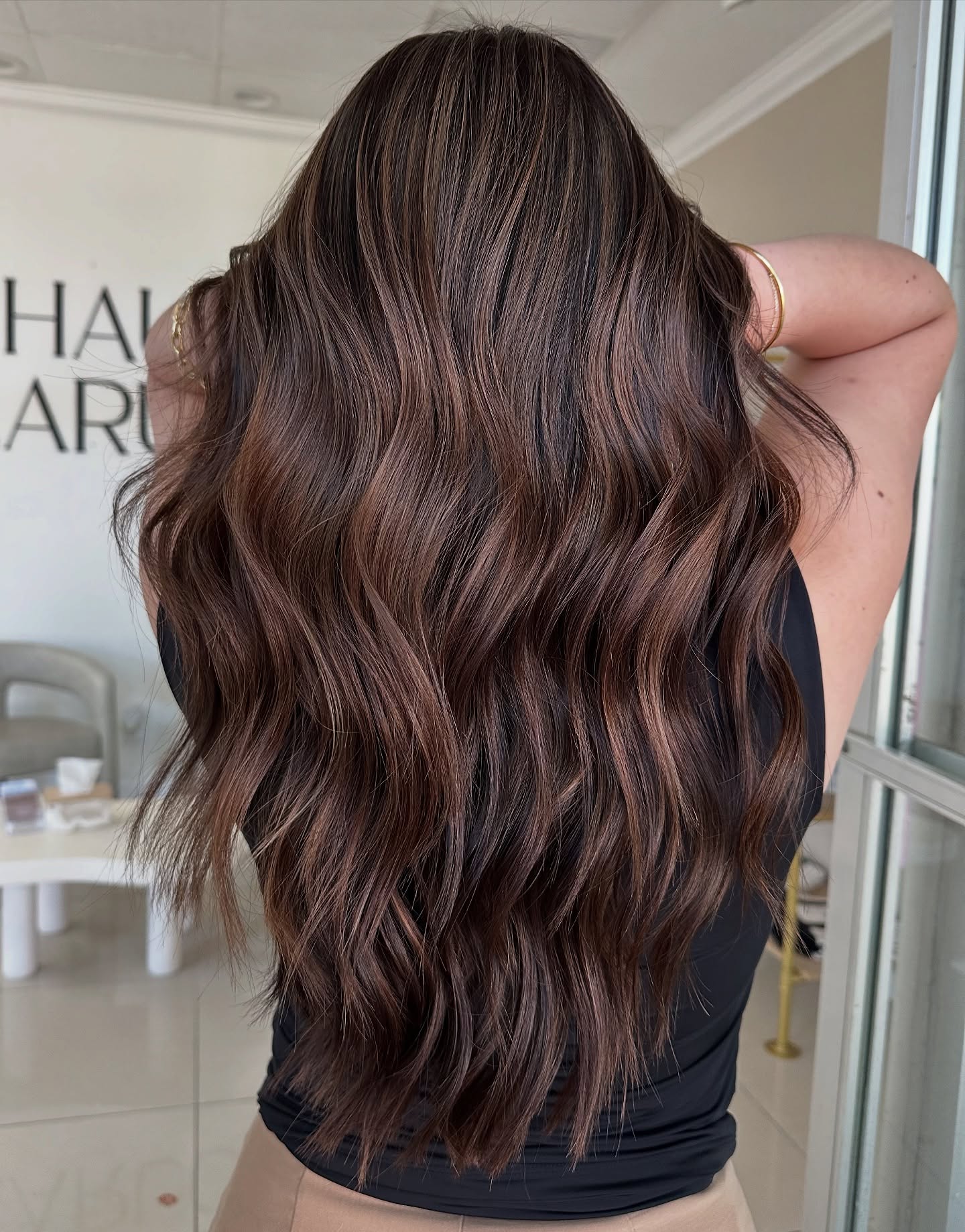 Gorgeous Dark Brunette Balayage with Soft Beachy Waves
