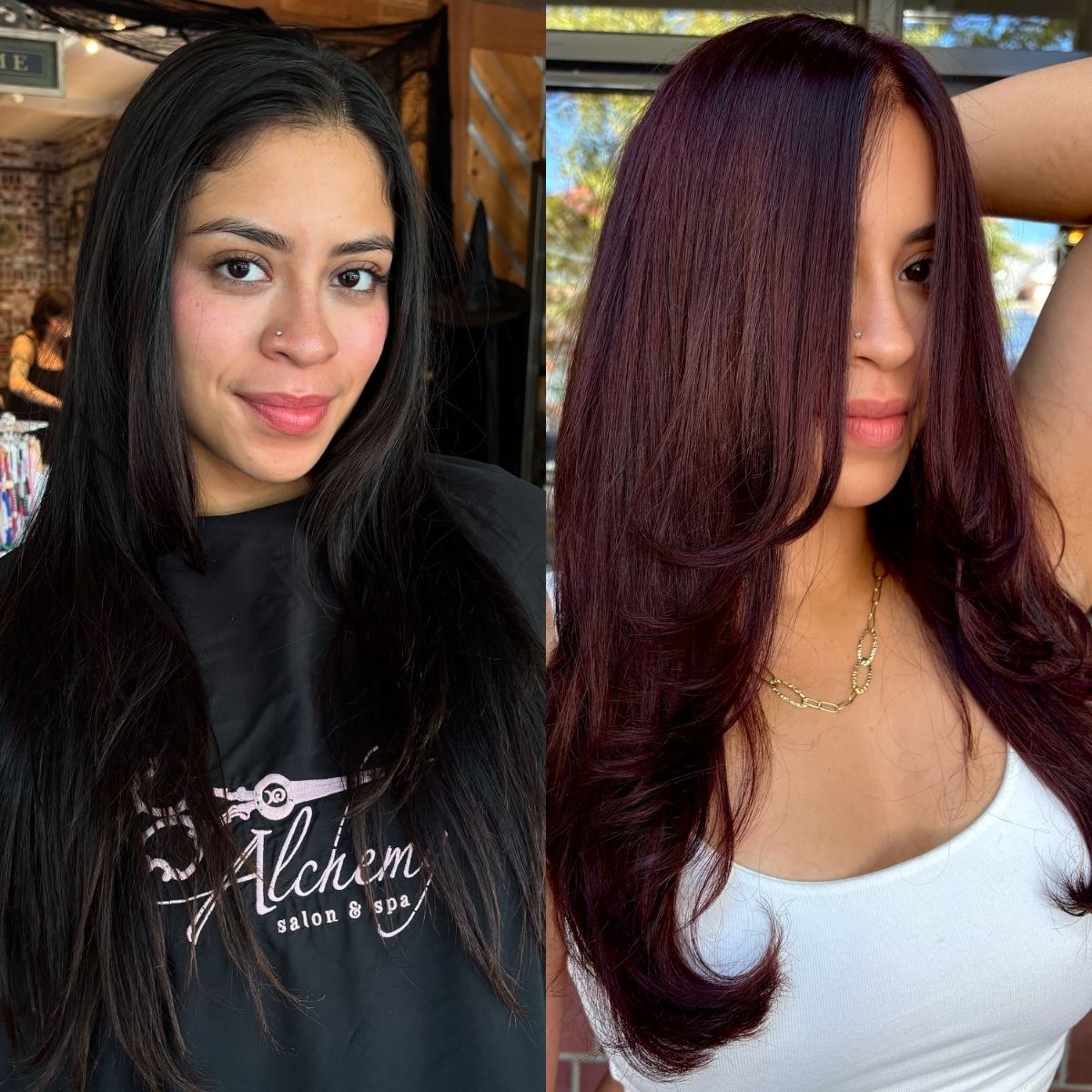 Lustrous Mid-Length Burgundy Transformation