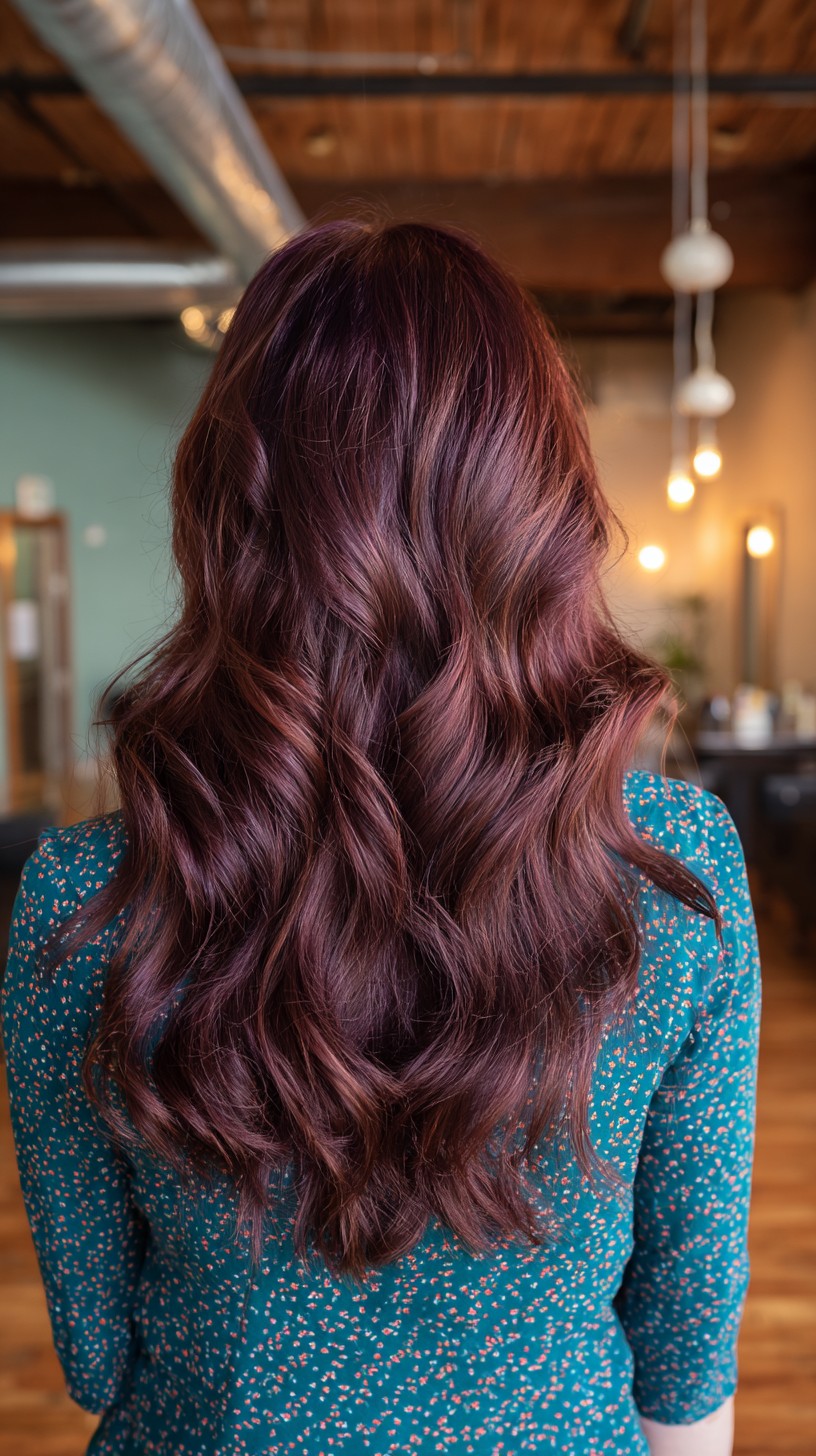 Luxuriant Red Wine S-Curls with Subtle Highlights
