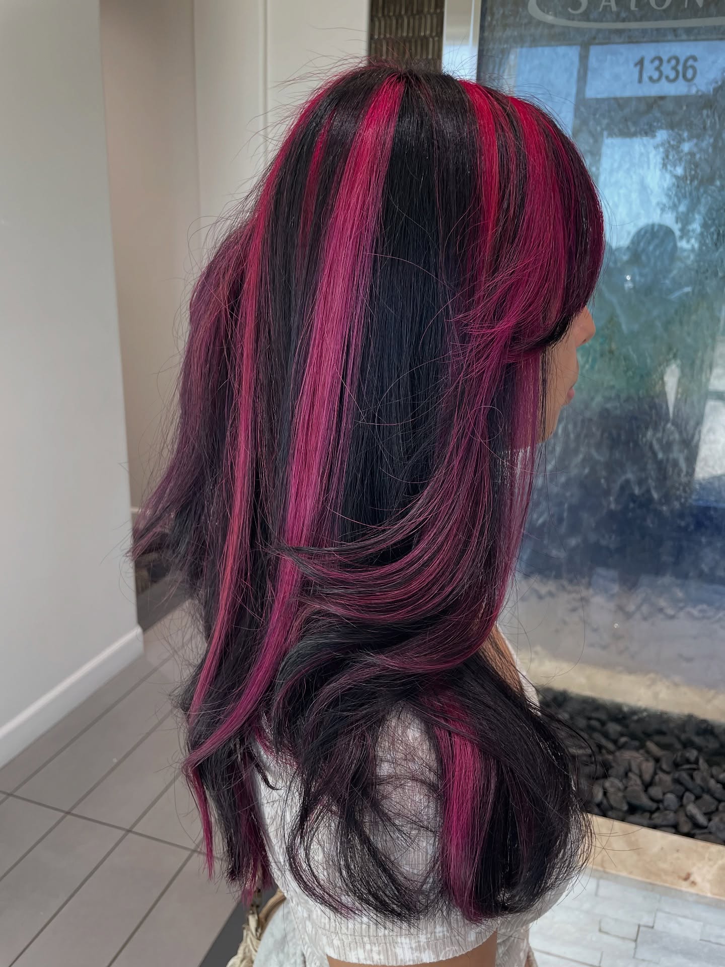 Midnight Black with Bold Magenta Streaks