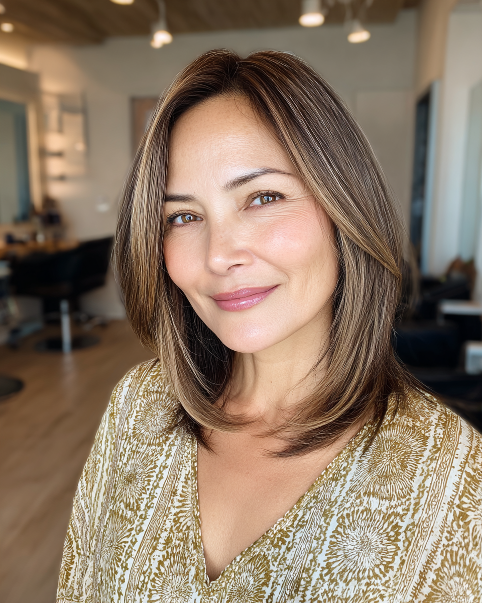 Modern Layered Shoulder-Length Cut with Subtle Highlights