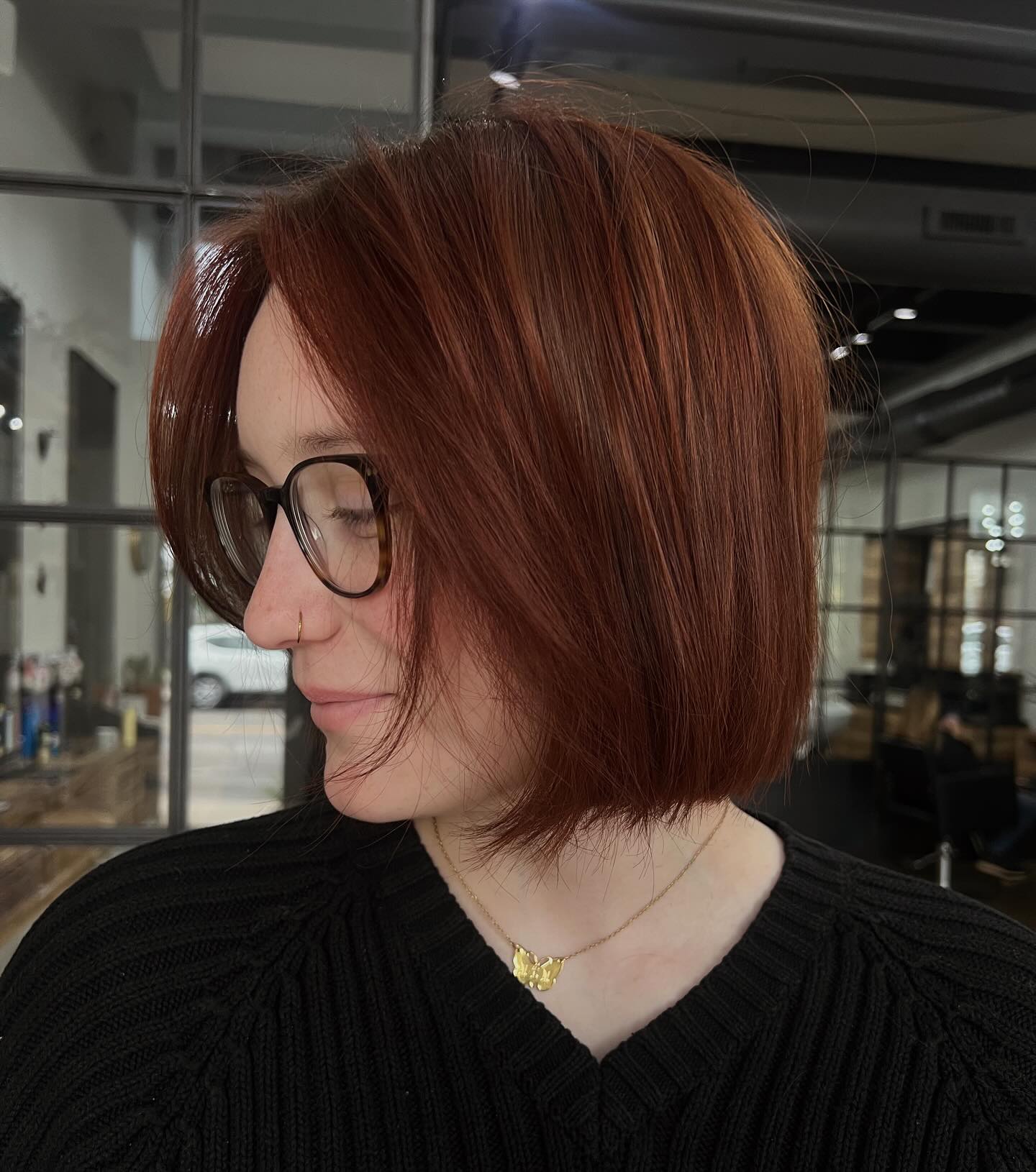 Rich Auburn Bob with Subtle Layers