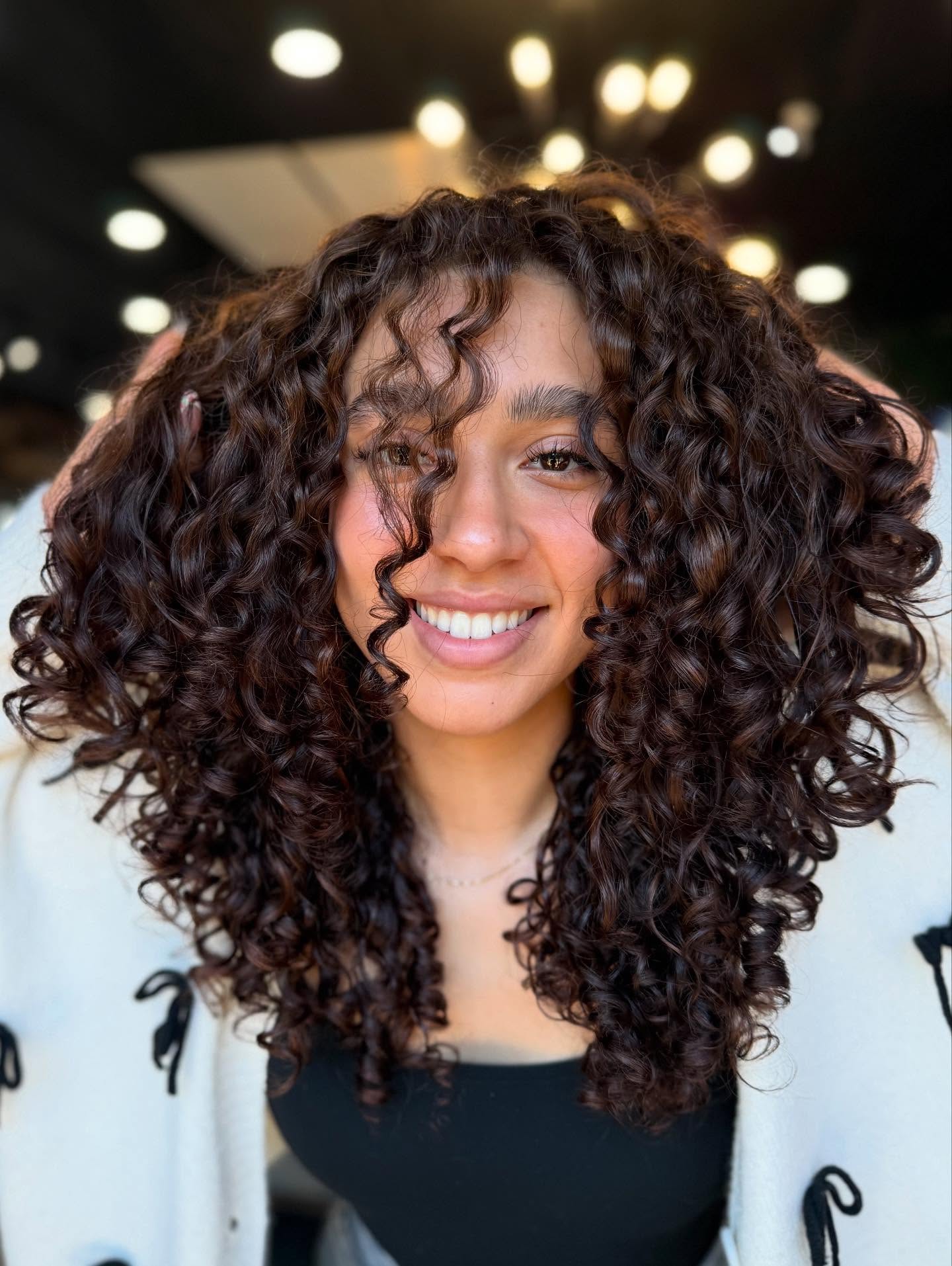 Rich Chestnut Curls with Natural Volume