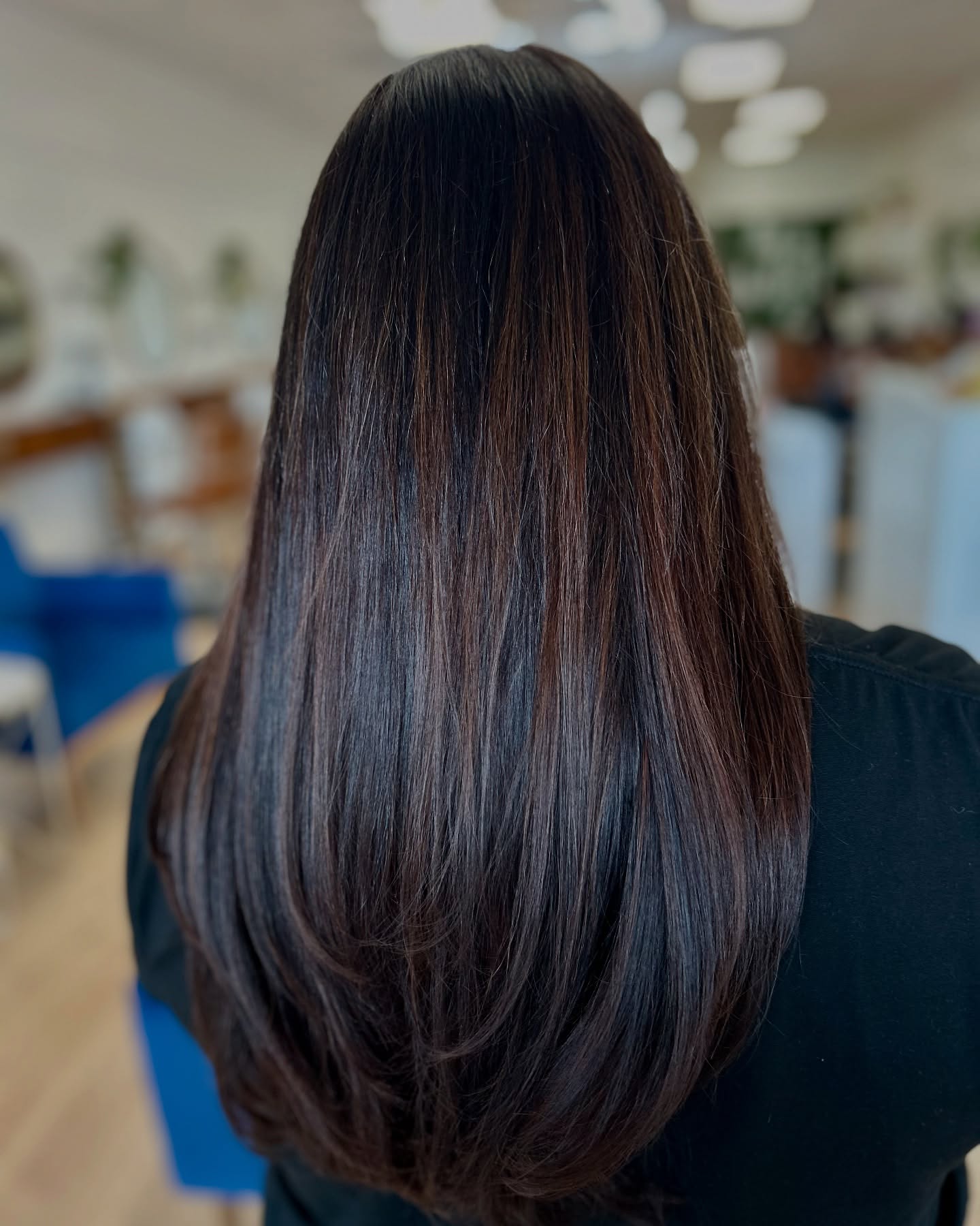 Rich Dark Brunette Balayage with Subtle Dimension